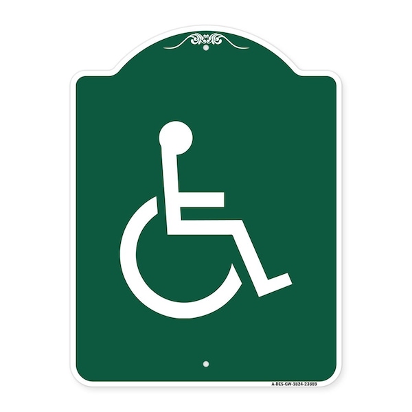 Signmission Designer Series Large Handicapped, Green & White Aluminum Sign, 18" x 24", GW-1824-23889 A-DES-GW-1824-23889 - main